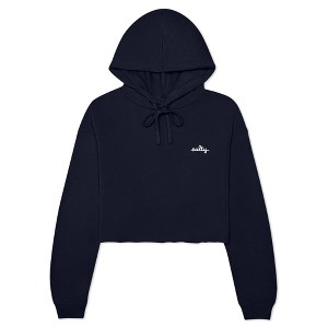 Dalix Salty Embroidery Fleece Hoodie Cropped Long Sleeve Drawstring Fall Spring Womens - 1 of 4