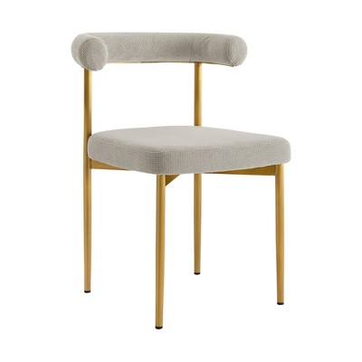 HomeRoots Set of Two Gray And Gold Upholstered Polyester Open Back Dining Side Chairs