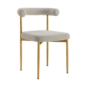 HomeRoots Set of Two Gray And Gold Upholstered Polyester Open Back Dining Side Chairs - 1 of 4