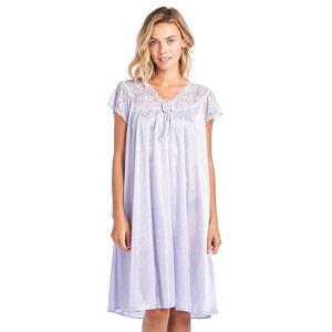 Casual Nights Women's Fancy Lace Neckline Silky Tricot Nightgown - 1 of 4