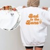 Simply Sage Market Women's Graphic Sweatshirt Bad To The Bone Hand / Two Dancing Skeltons Front and Back - 2 of 4