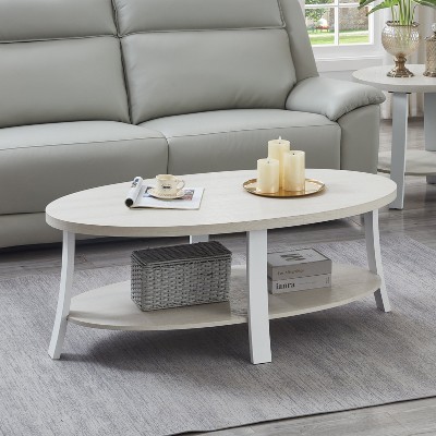 Roundhill Furniture Anze Contemporary Oval Wood Shelf Coffee Table