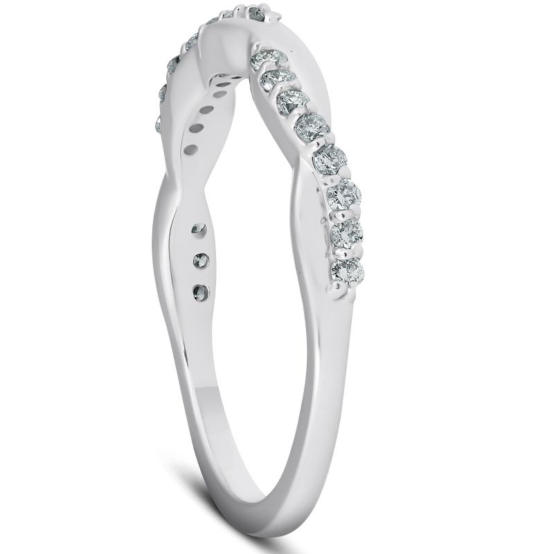 Pompeii3 1/5Ct Diamond Infinity Wedding Ring Womens 14k White Gold Interwoven Stack Band, 2 of 6