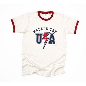 Simply Sage Market Women's USA Lightning Bolt Short Sleeve Ringer Tee - 1 of 2