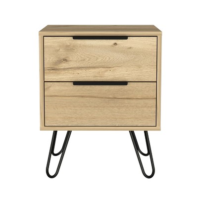 NicBex 17.71 inch Wide Nightstand with 2 Drawers,Modern Side Table with Four Steel Legs,Bedside Table for Bedroom,Living Room,Black/Brown
