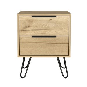 NicBex 17.71 inch Wide Nightstand with 2 Drawers,Modern Side Table with Four Steel Legs,Bedside Table for Bedroom,Living Room,Black/Brown - 1 of 4