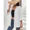Embroidered 3/4 Sleeve Caridgan Open Front Bracelet Sleeve Lace Cardigan Lightweight Semi Sheer Beach Cover Up Tops Womens Summer Tops - 4 of 4