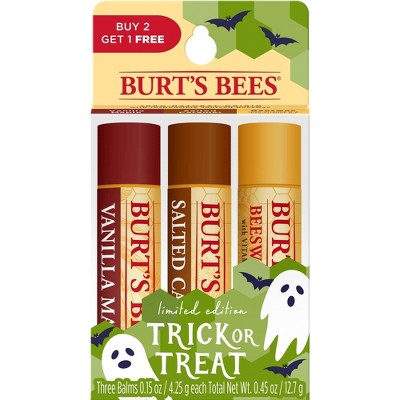 Burt's Bees Halloween Value Pack Lip Balm - Vanilla Maple/Salted Caramel/Beeswax - 3ct