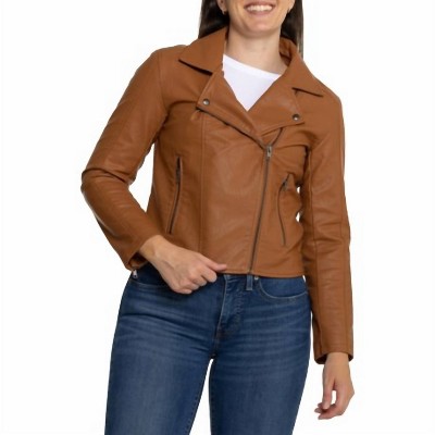 Women's Effie Vegan Leather Moto Style Jacket - saltwater LUXE