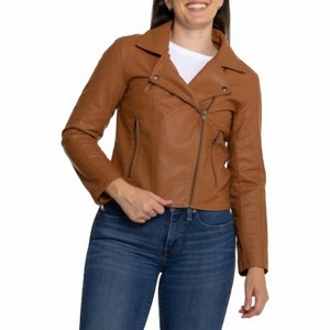 Women's Effie Vegan Leather Moto Style Jacket - saltwater LUXE - 1 of 2