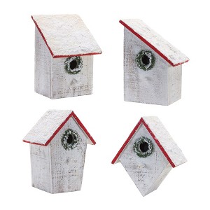 Melrose Flocked Wood Birdhouse (Set of 4) - 1 of 4
