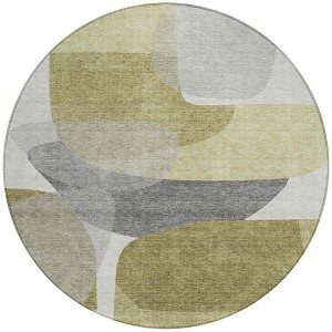 HomeRoots 8' Fern Green And Gray Round Abstract Washable Indoor Outdoor Area Rug - 1 of 4