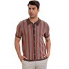 INSPIRE CHIC Men's Striped Knitted Summer Short Sleeves Button Down Jacquard Polo Shirts - 2 of 4