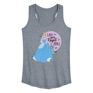 Women's - Disney Princess - Late For My Ball Graphic Racerback Tank - 1 of 4