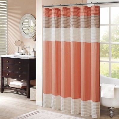 PAGED 72x72 Inch Shower Curtain Elegant Faux Silk Shower Curtain with Color Block Stitching Design for Bathroom, Machine Washable