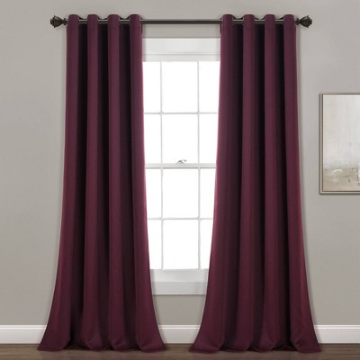 Set of 2 (84"x52") Insulated Grommet Blackout Window Curtain Panels Plum Purple - Lush Décor