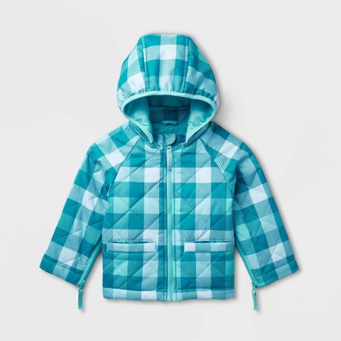 Детские куртки Cat & Jack Toddler Adaptive Quilted Jacket - Cat & Jack™ Blue 4T: Midweight Hooded Coat, Stripe Pattern, 2 Pockets