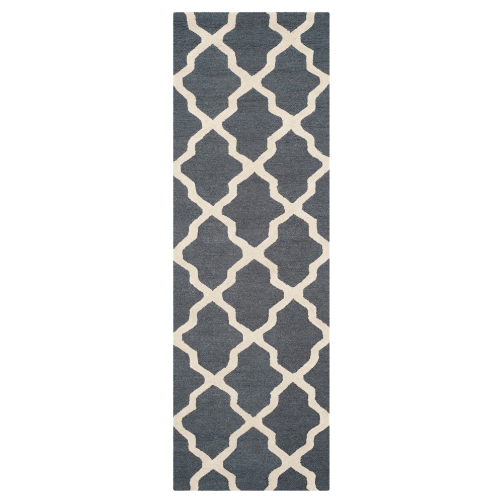 2'6inx10' Runner Maison Tetured Rug Dark Gray/Ivory - Safavieh