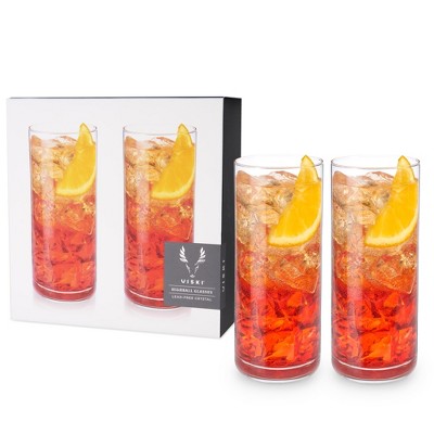 Viski Admiral Highball Glasses Set Of 2 - Faceted Crystal Tumblers - Holds  9 Oz, Clear Finish : Target