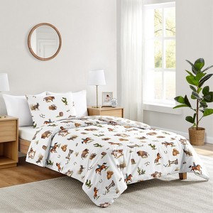 Sweet Jojo Designs Boy Twin Comforter Bedding Set Country Western Taupe Brown and Cream 2pc - 1 of 4