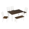 CAVINAS Dining Table Set for 6 Rustic Style Rectangular Dining Room Table Set with 4 Upholstered Chairs and Bench for Kitchen - 2 of 4