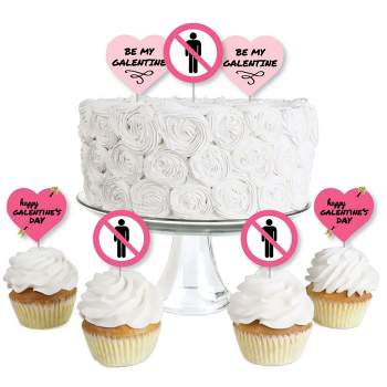 Big Dot of Happiness Be My Galentine - Dessert Cupcake Toppers - Galentine's and Valentine's Day Party Clear Treat Picks - Set of 24