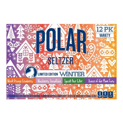 Polar Beverages Winter Variety Pack Sparkling Water - 12pk/12 fl oz