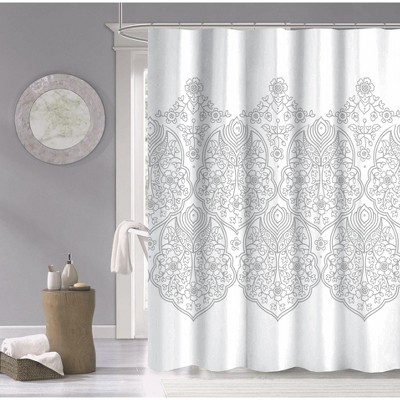 Dainty Home 3D Printed Textured 100% Cotton Shower Curtain