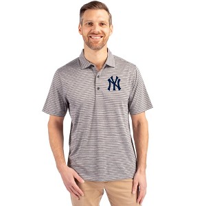 New York Yankees Cutter & Buck Forge Eco Heather Stripe Stretch Recycled Mens Polo - 1 of 1