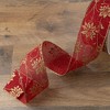 Northlight Club Pack of 12 Cranberry Red and Gold Poinsettia Wired Craft Ribbons 2.5" x 120 Yards - 2 of 3