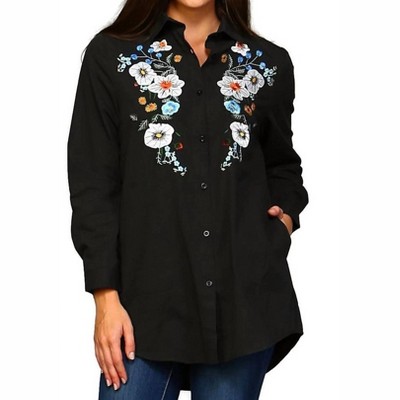 Women's Floral Embroidered Shirt - Velzera