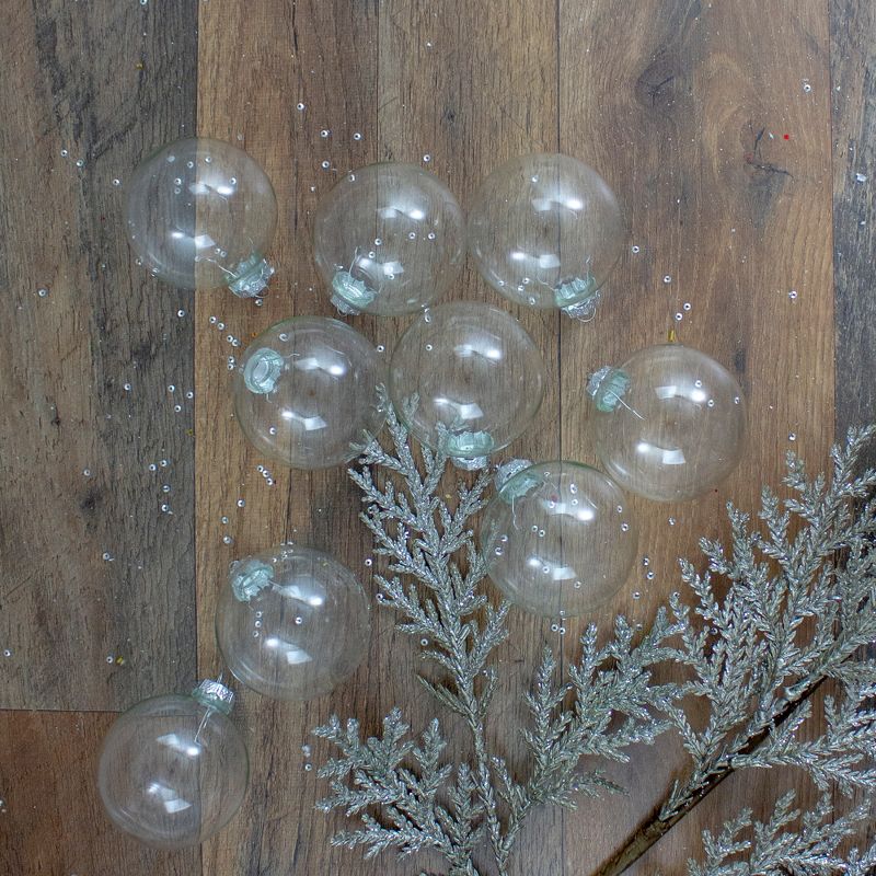 Northlight 9ct Shiny Clear Glass Christmas Ball Ornaments 2.5" (65mm), 2 of 3