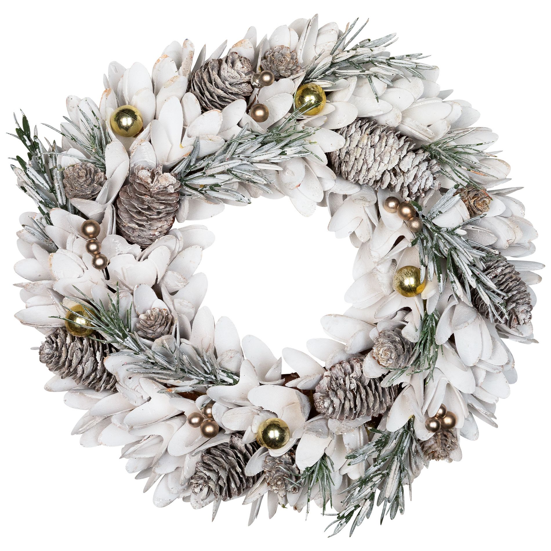 Northlight Frosted Pinecone and Pine Sprigs Artificial Christmas Wreath - 14" - Unlit