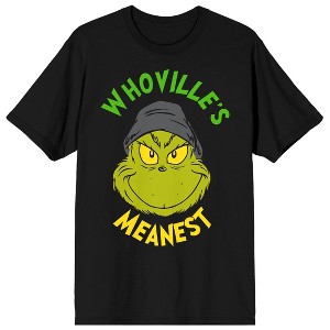 The Grinch Whoville’s Meanest Men’s Black Short Sleeve Tee - 1 of 4