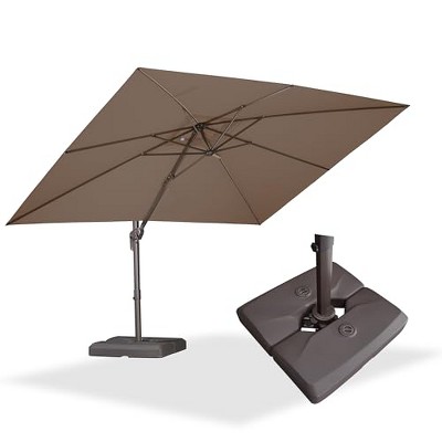 PURPLE LEA Cantilever Patio Umbrella with Base Included Square Umbrella with 360° Rotation and Aluminum Offset Hanging Outdoor Umbrella