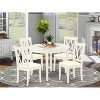 5 Piece Dinette Set - Round Kitchen Table & 4 Dining Chairs - 42 Inch - Linen White - 2 of 4