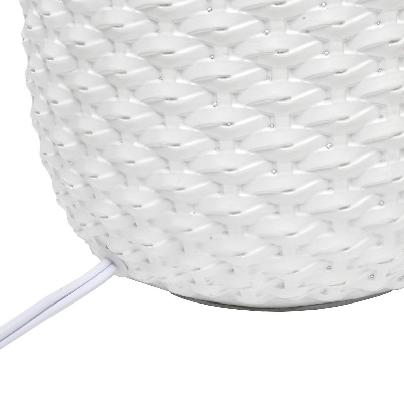 20.4" Traditional Ceramic Purled Texture Bedside Table Desk Lamp with White Fabric Drum Shade - Simple Designs, 4 of 10