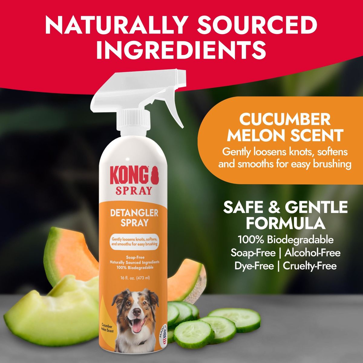 KONG Detangler Spray Fruit and Cucumber Scented Dog Conditioner - 16 fl oz - thumbnail 2