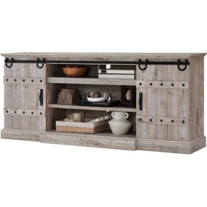 SinCiDo Farmhouse TV Stand for Up to 85" TVs, Rustic Entertainment Center w/Sliding Barn Door, Media Console w/Storage Cabinet - 1 of 4