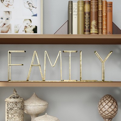 Metal Cutout Free-Standing Table Top Sign-3D FAMILY Word Art Accent Decor with Gold Metallic Finish-Modern, Classic Style by Hastings Home