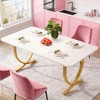 Gulches Luxury Modern Series Modern Glam White Faux Marble Veneer 63 in Geometric Gold Metal Base Dining Table Seats 4 - 2 of 4