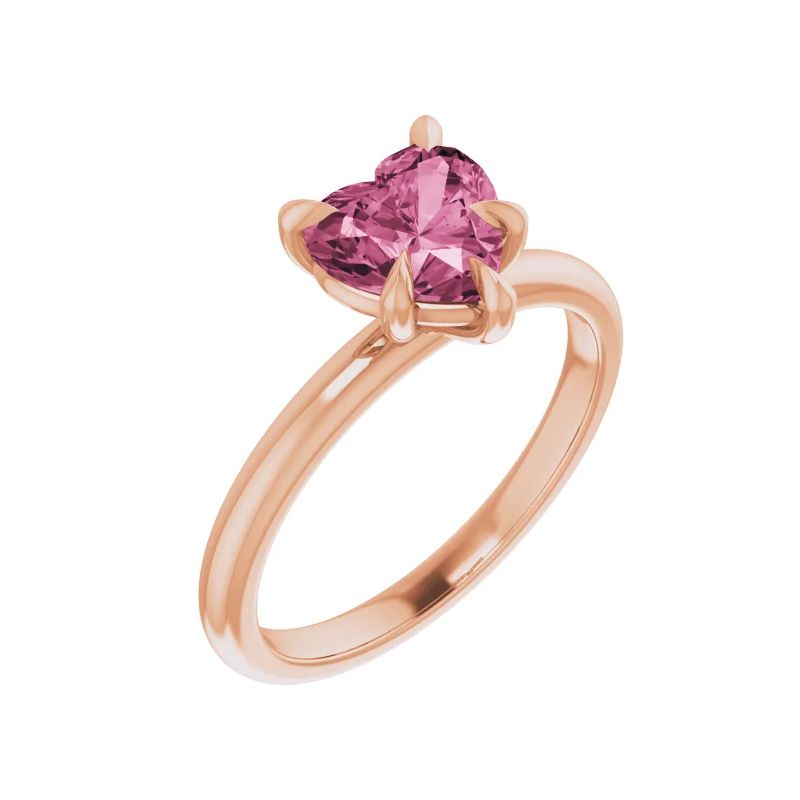 Pompeii3 7mm Pink Topaz Women's Heart Ring in 14k Gold 7mm Tall, 2 of 5