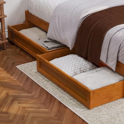 AFI Furnishings AFI Queen-King-Twin XL Mid-Century Modern Under Bed Storage Drawers in Light Toffee