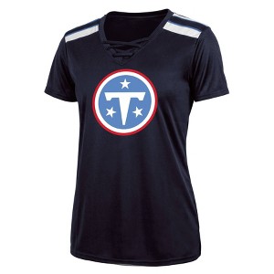 NFL Tennessee Titans Women's Short Sleeve Lace-Up V-Neck Fashion