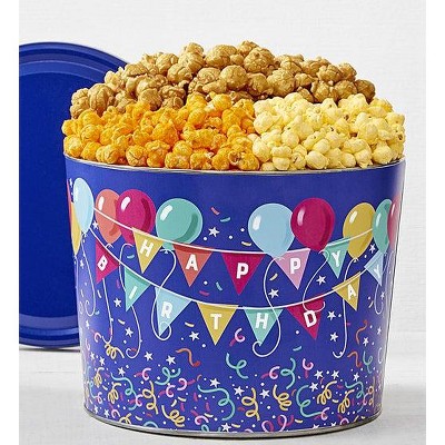 The Popcorn Factory Gift Tin, Birthday Balloon, 2 Gallons (Robust Cheddar, Butter, Caramel)