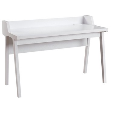 Vynxaria Home Office Writing Desk, Grounded Outlet/2 USB-A Ports, Finished Back, Raised Back/Modesty Panels, Wooden Leg Frame