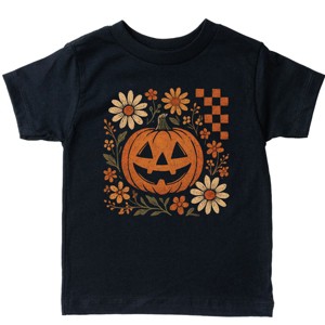 Pumpkin Floral Grunge - Youth Short Sleeve Graphic T-Shirt and Toddler Short Sleeve Graphic T-Shirt - 1 of 4