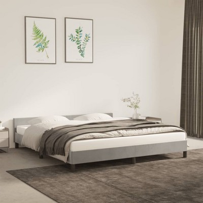 vidaXL Bed Frame with Headboard Light Gray 72 in.x83.9 in. California King Velvet
