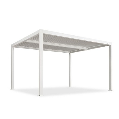 PURPLE LEAF Outdoor Louvered Pergola Aluminum Gazebo Modern White Patio Metal Pergola with Adjustable Rainproof Hardtop for Garden Lawns Yard