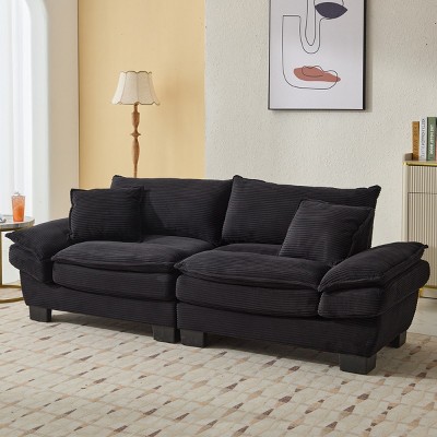 84'' Corduroy Sofa Sleeper Loveseat Couch with Pillows,Comfy Deep Seat Upholstered 2-Seater Sofa for Living Room-Maison Boucle